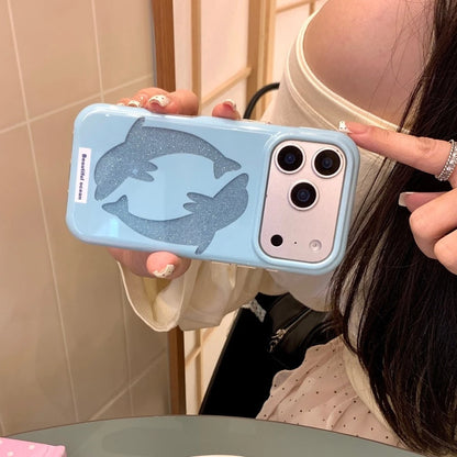 パステルカラー ドルフィン ラメ入り iPhoneケース｜淡色・大人かわいい　#260064