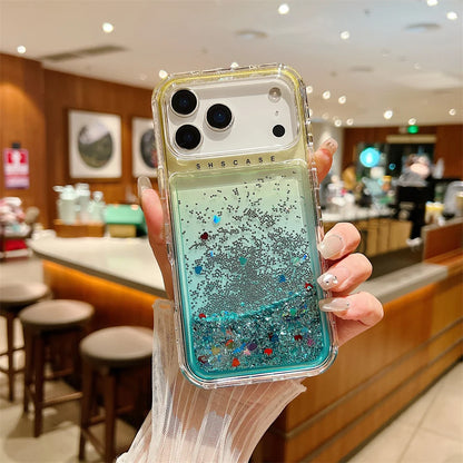 【流れるシリーズ】キラキラグリッター 星屑ラメ入り リキッドデザイン スマホケース｜iPhone対応 #251202