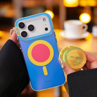 【Magnet内蔵】ネオン グラデーションカラー TPU 耐衝撃 おしゃれ ビビッドカラー グリップ付き スマホケース｜iPhone対応 #251230