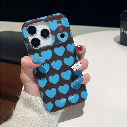 【ハート総柄】ハンドルストラップ付き ポップデザイン スマホケース｜iPhone対応 #260203