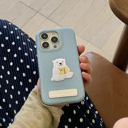 【刺繍アニマル×レザー風】子豚 うさぎ しろくま リス 刺繍 スマホケース｜iPhone対応 #241215