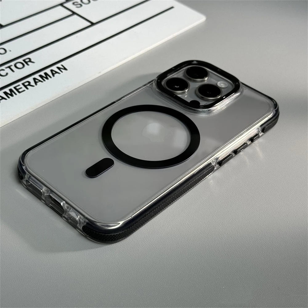 【クリアケース】透明 クリアバンパー iPhoneケース MagSafe対応 カラー縁取り 耐衝撃 スマホケース｜iPhone対応 #250406