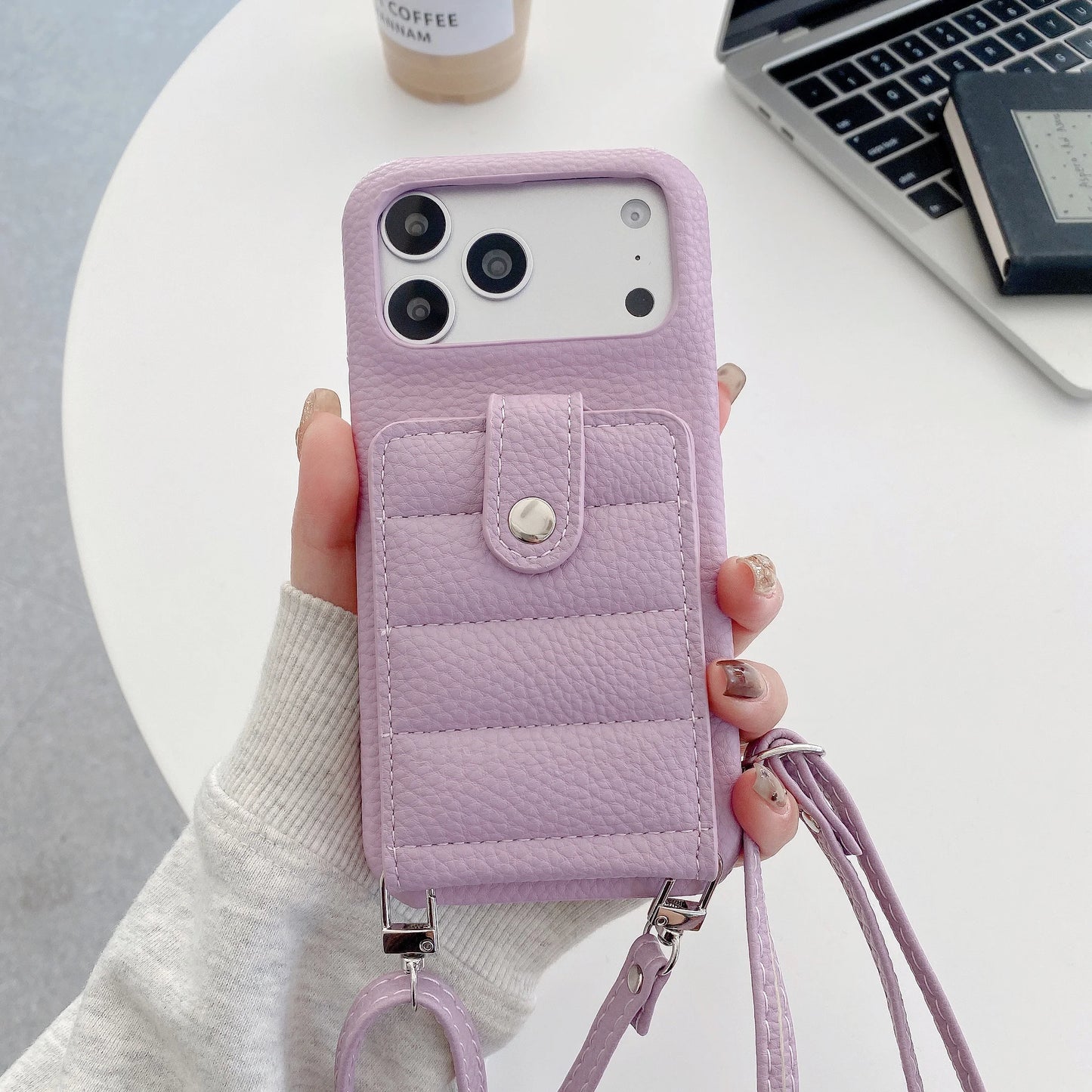 レザー風クロスボディ ショルダーバッグ型iPhoneケース カード収納スタンド機能付き♯261157