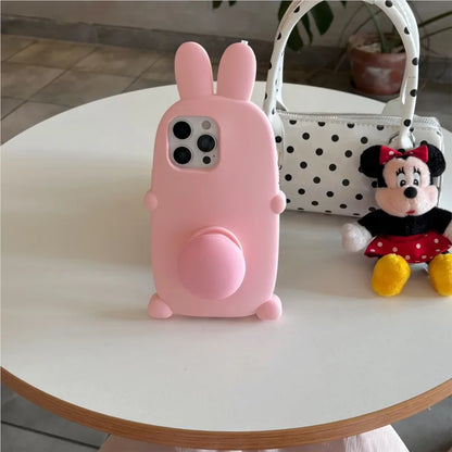 【うさぎテールデザイン】立体シリコンケース｜iPhone対応 #250715