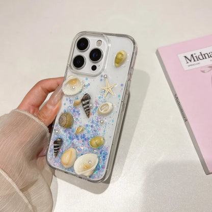 貝殻モチーフ スパンコール クリア iPhoneケース｜夏・マリン #260094