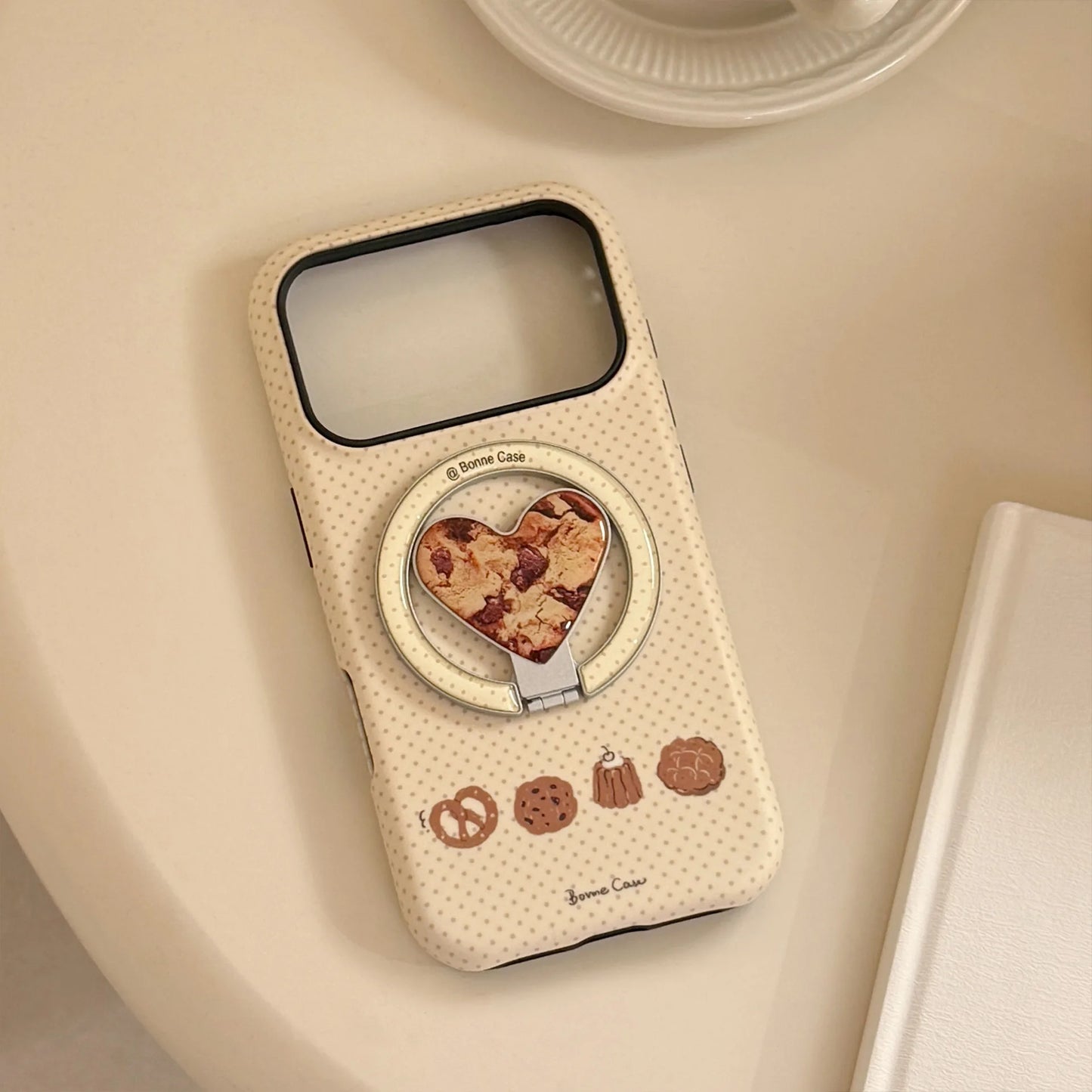 【ハートスタンド】アフタヌーン クッキー スイーツモチーフ × ハートスタンド スマホケース｜iPhone対応 #241225