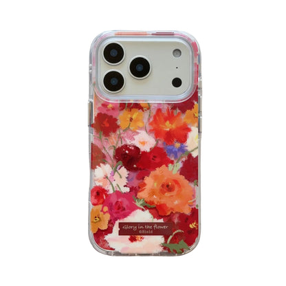 【フラワーアートクリア】油絵風 花柄 ブーケデザイン スマホケース｜iPhone対応 #250211