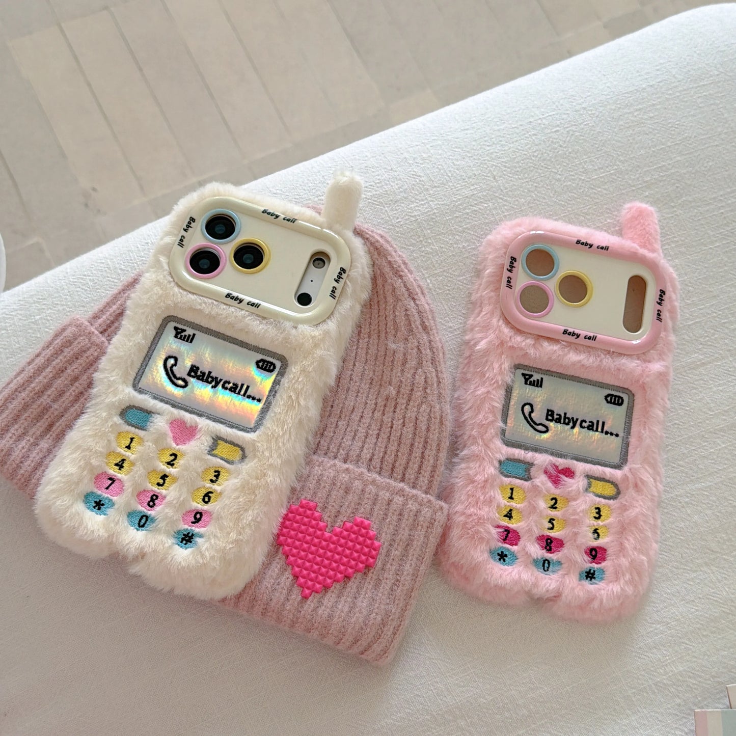 もこもこ ぬいぐるみ風 電話デザイン 韓国 かわいい｜iPhoneケース#260503