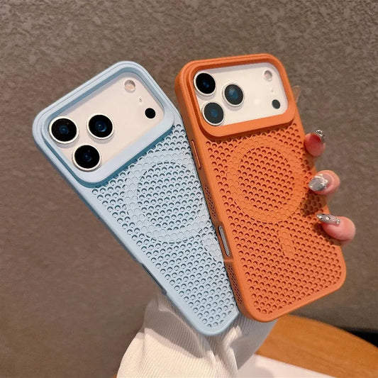 【Magsafe対応】シリコンラバー エアドット 立体グリップ 耐衝撃 スマホケース｜iPhone対応 #250419