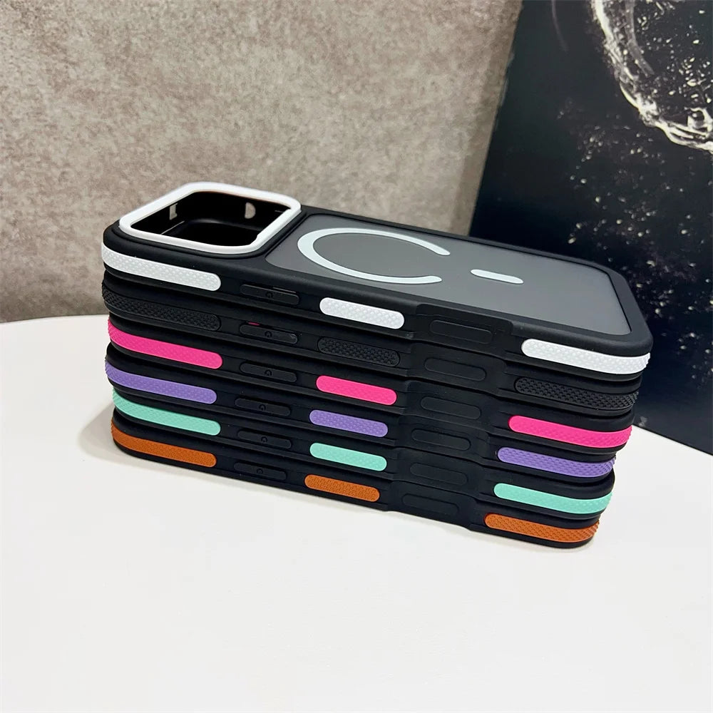 マットクリア Magnet内蔵 iPhoneケース｜バイカラー ネオンフレーム #240115