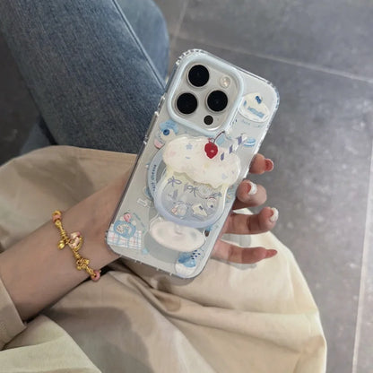【スマホグリップ】クリームソーダ シャカシャカ スマホグリップ マグネット対応｜ゆめかわ・ブルー #261269　