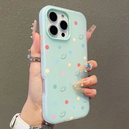 【ニコちゃんシリーズ】カラフル ポルカドット 水玉 スマイル iPhoneケース #260301