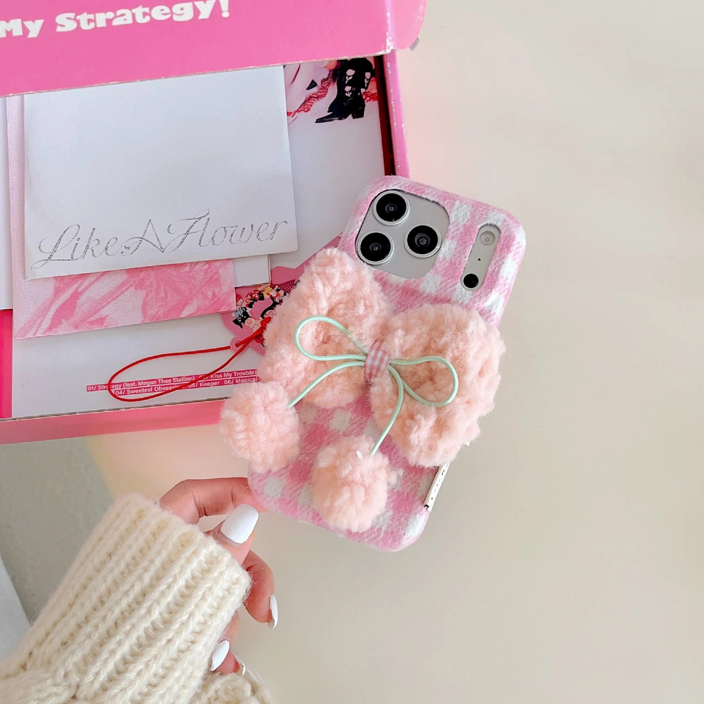 もこもこリボン チェック柄 iPhoneケース #240506