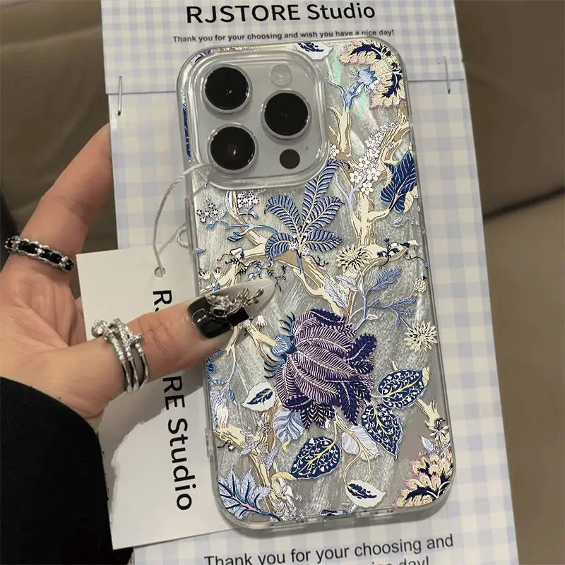 刺繍風フラワー 総柄デザイン クリア iPhoneケース｜エレガント・ボタニカル #260085