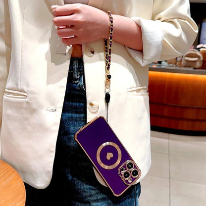 【ハートシリーズ】ゴールドフレーム＆ハートデザイン 高級感おしゃれスマホケース｜iPhone対応 #251112