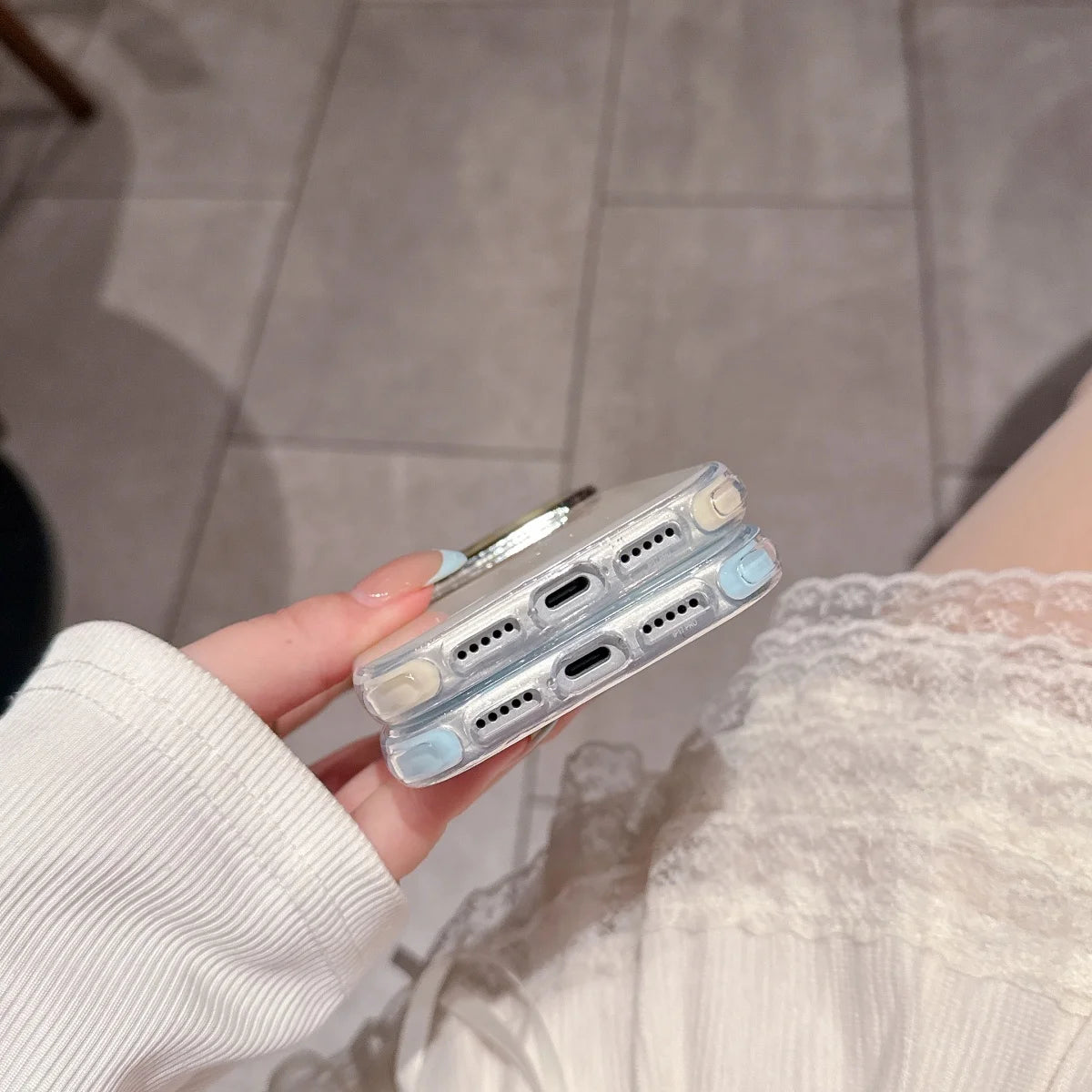 オーロラカラー メッキレンズフレーム Magnet内蔵 クリア iPhoneケース｜きらめき・上品 #260060