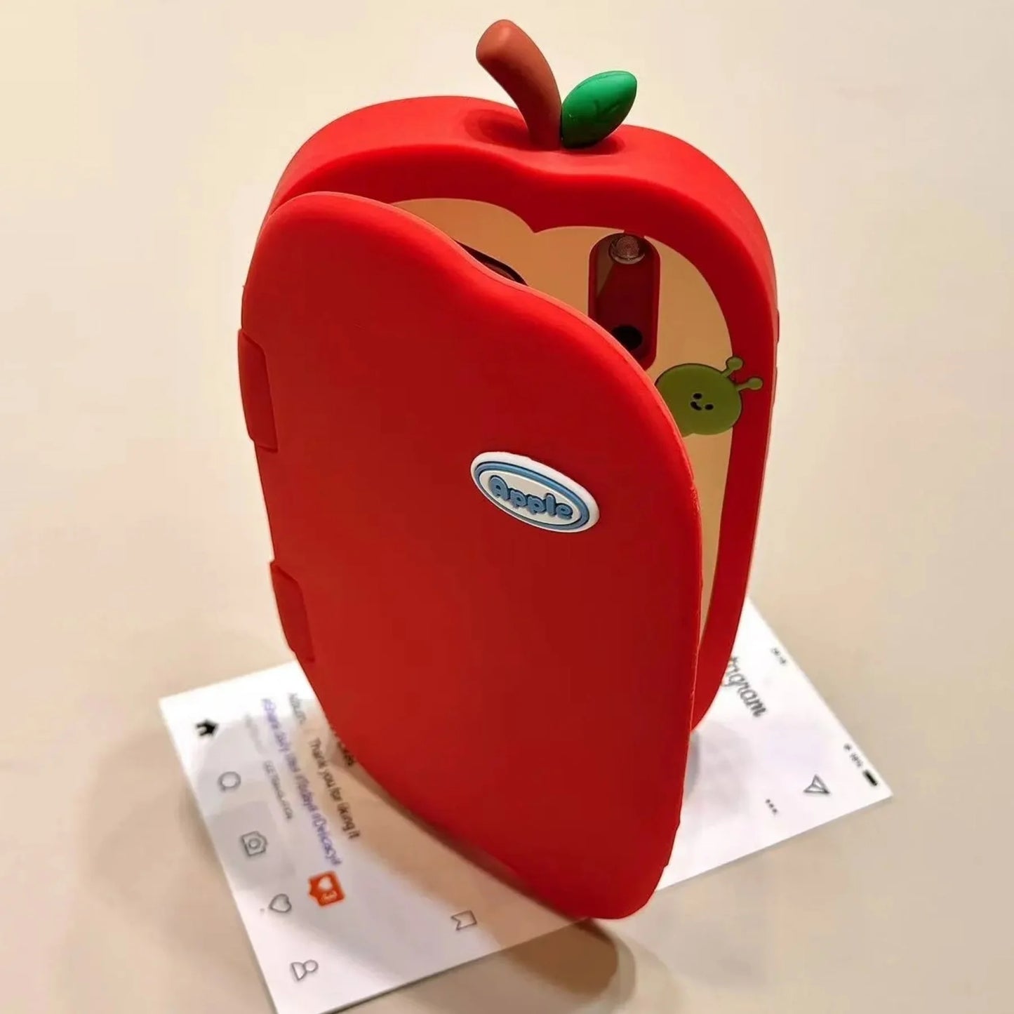 【アップルミラー】りんご型 ミラー付き 立体デザインスマホケース｜iPhone対応 #240612