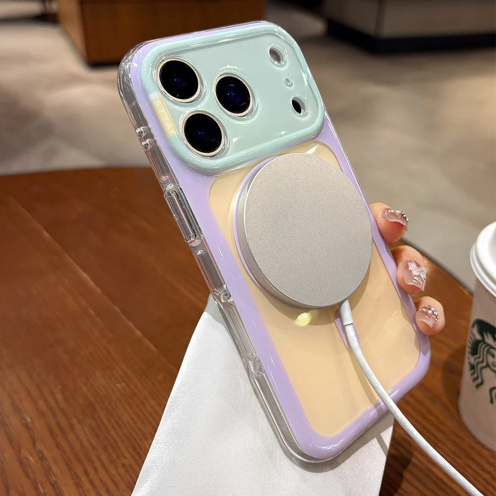 キャンディカラー バイカラーフレーム Magnet内蔵 クリア iPhoneケース｜ポップ・爽やか #260059
