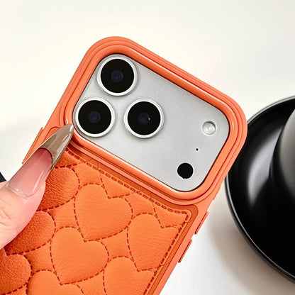 【ハートキルティング 】立体ステッチ レザー調 スマホケース｜iPhone対応 #241022