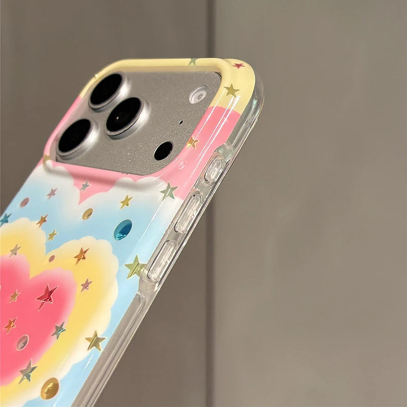 グラデーション ハート 星柄 レモネード iPhoneケース｜フェアリー・ポップ風 #261008