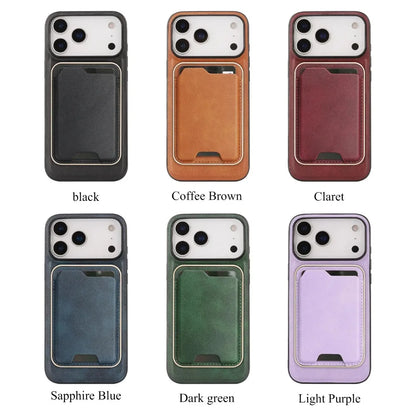 【レザーウォレットシリーズ】Magnet内蔵 マグネット式 ミニマルカードホルダー スマホケース用｜iPhone対応 #251115
