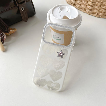 ハートグリッター iPhoneケース｜スタービジューアクセント #240312