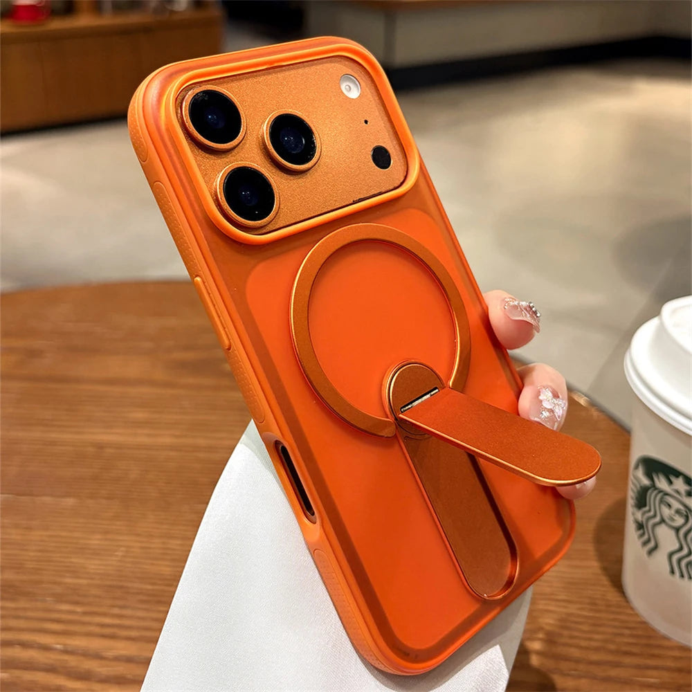 折りたたみメタルスタンド付き マットカラー Magnet内蔵 iPhoneケース｜キャンディカラー・シンプル #260036