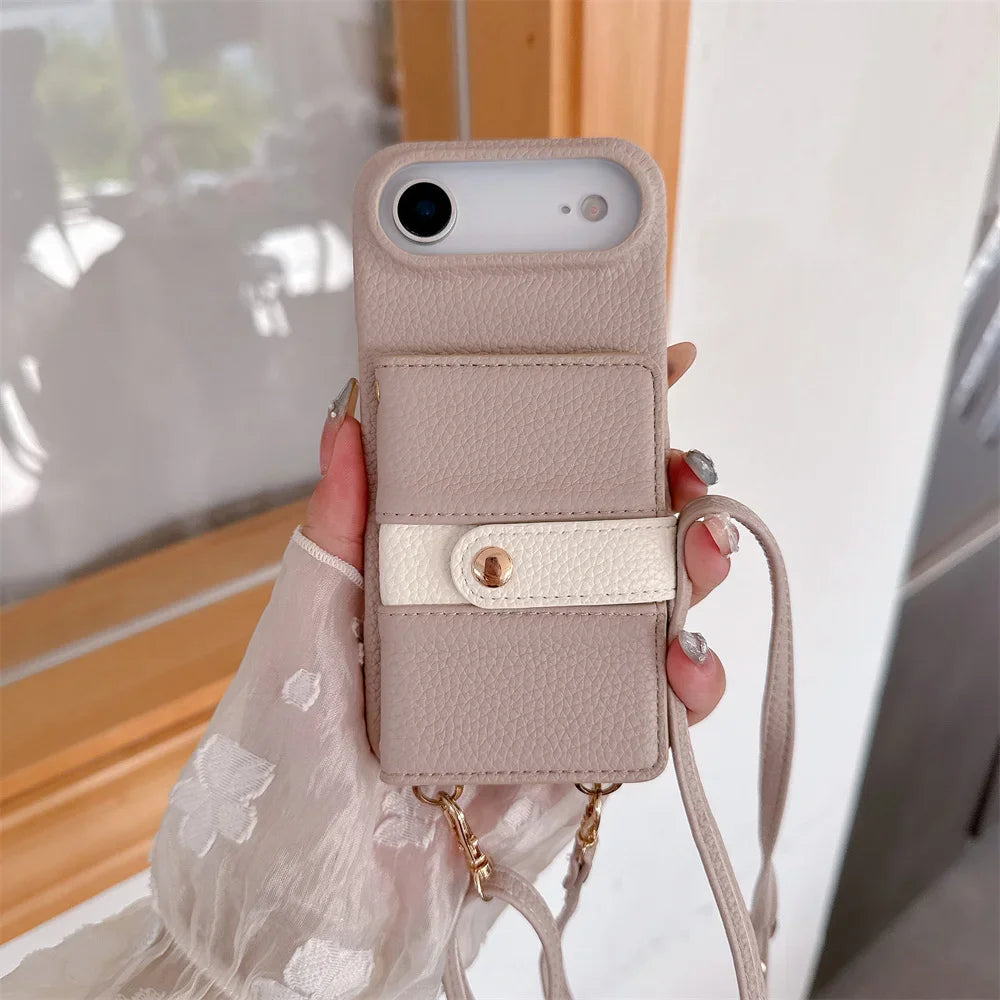 【カードポケットシリーズ】ストラップ付き 多機能PUレザー スマホケース｜iPhone対応 #251212