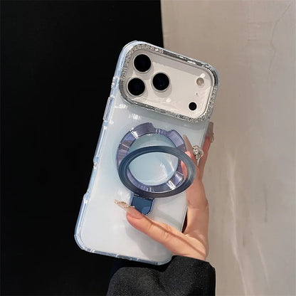 【耐衝撃 クリアケース】折りたたみマグネットリングスタンド機能付き スマホケース おしゃれ シンプル 透明 TPU バンパー カバー｜iPhone対応 #251223