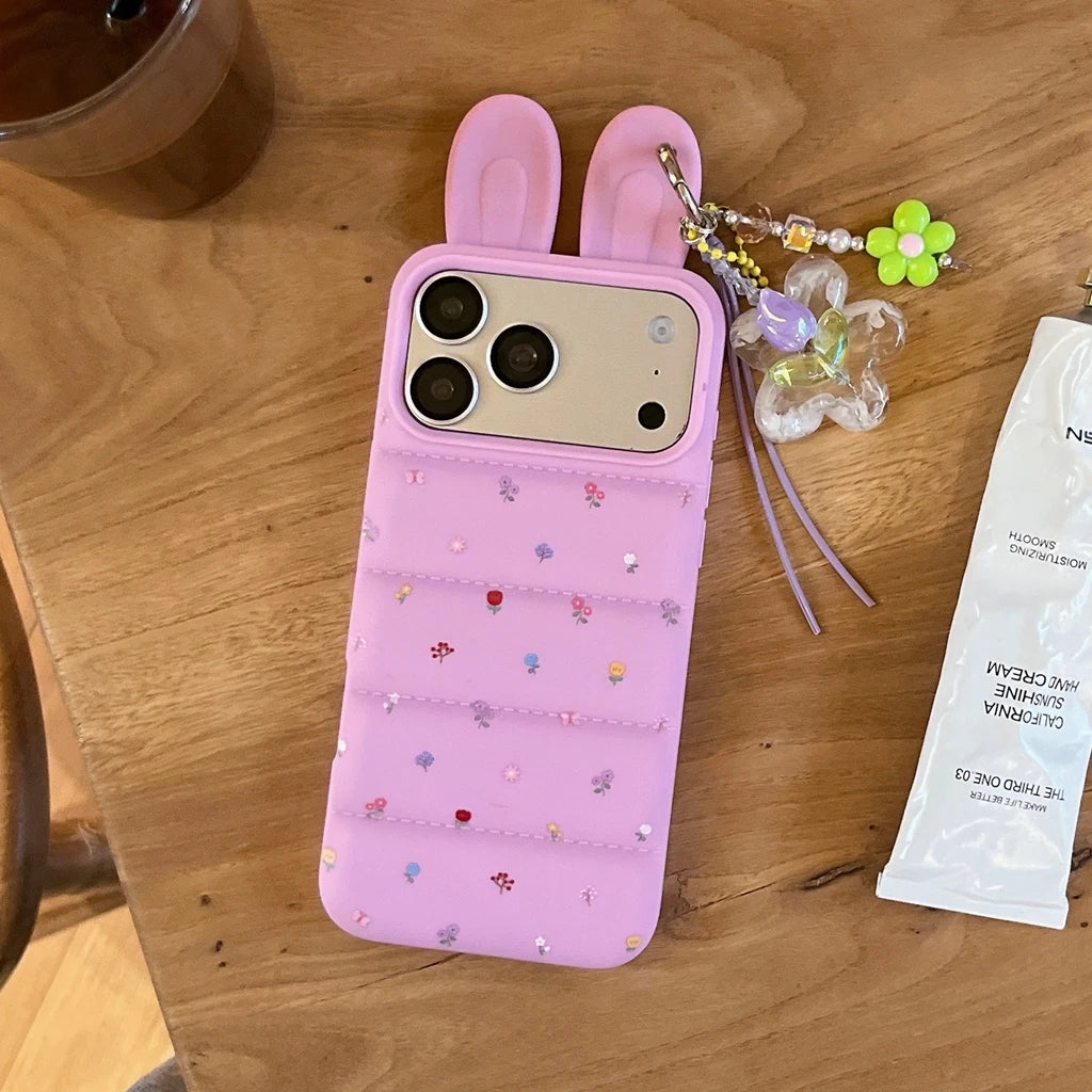 うさ耳 パフィー iPhoneケース ストラップ付き｜うさぎ・キルティング風・可愛い #261063