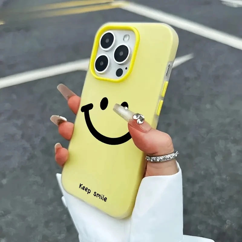 【ニコちゃんシリーズ】スマイル フェイス デザイン iPhoneケース｜カラフル・マット仕上げ #260224