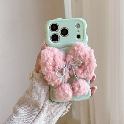 もこもこリボン パステルカラー iPhoneケース #240505