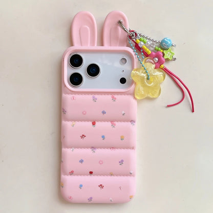 うさ耳 パフィー iPhoneケース ストラップ付き｜うさぎ・キルティング風・可愛い #261063