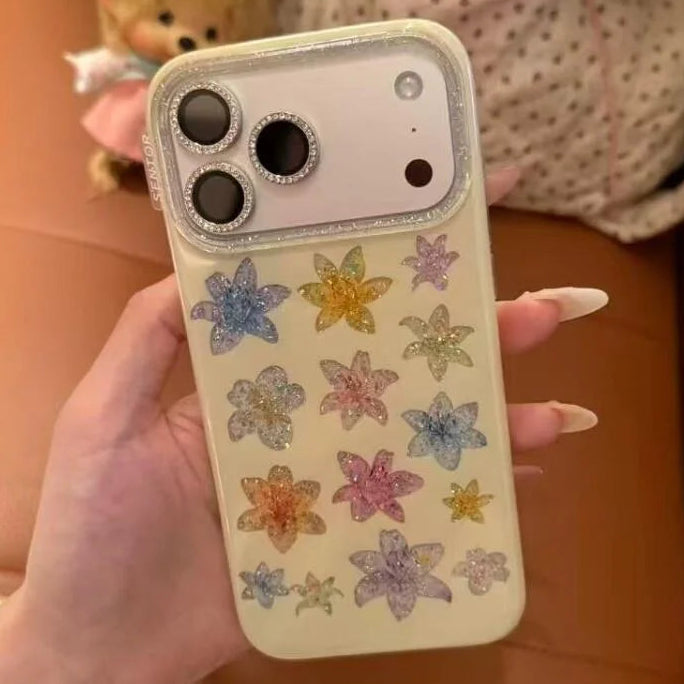 【カラフル】 ラメフラワー iPhoneケース｜キラキラデザイン #230821