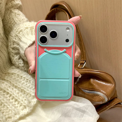 【折りたたみスタンド 】カラフルバイカラー スマホケース｜iPhone対応 #240621