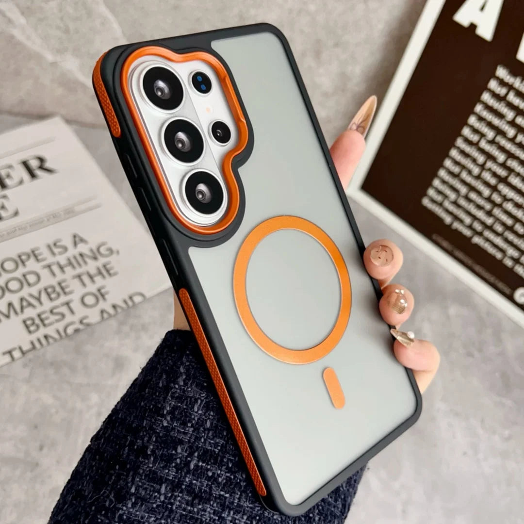 【Galaxy対応】スモーククリア ビビッドフレーム マグネット内蔵ケース 全6色 韓国風・ポップ・スタイリッシュ #261106