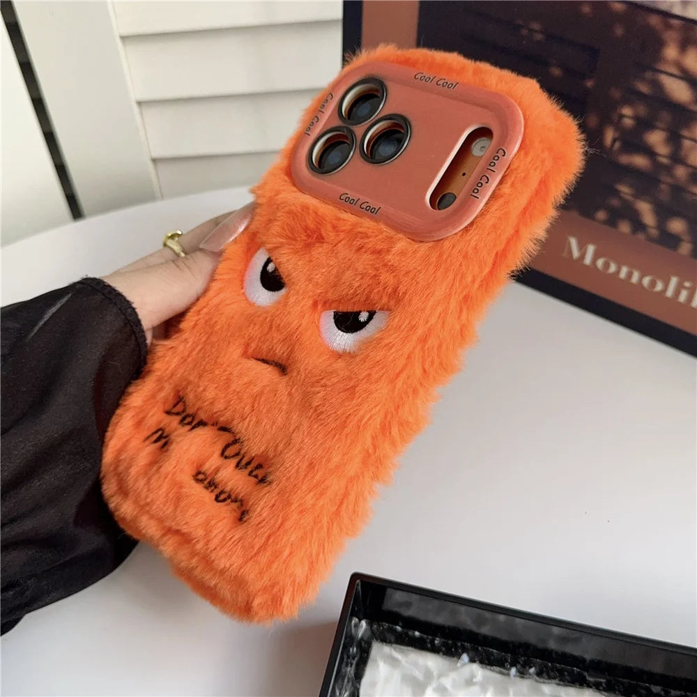 【もこもこファーシリーズ】ツリメフェイス スマホケース｜Don’t Touch My Phone fluffy case｜iPhone対応 #241212