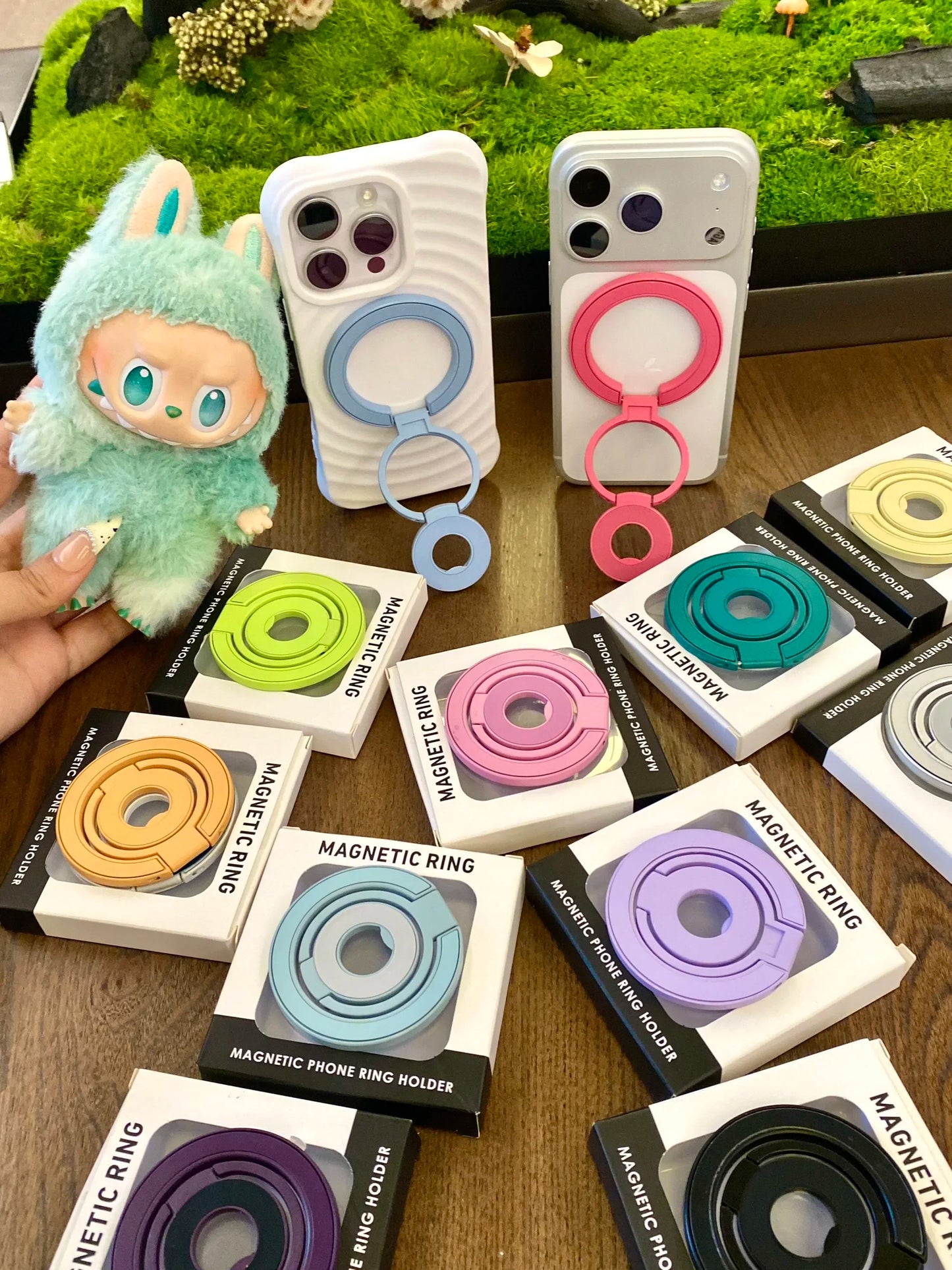 【スマホリング】バイカラー リングスタンド付き Magnet内蔵 iPhoneケース｜大人かわいい・トレンド #261081