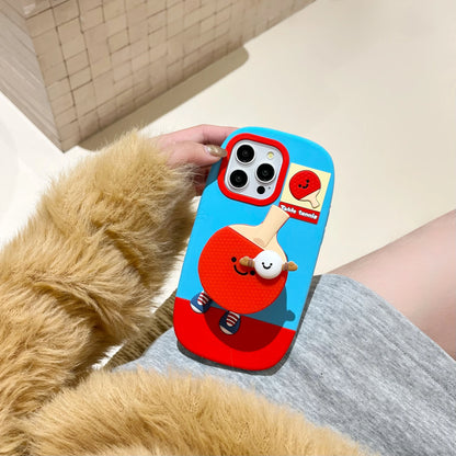 【スポーツシリーズ】立体ラケット＆キャラクター かわいい3Dスポーツデザイン スマホケース｜iPhone対応 #251009