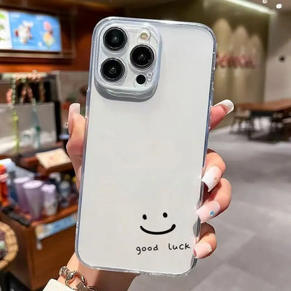 【ニコちゃんシリーズ】goodluck シンプルメッセージ ニコちゃん クリア iPhoneケース #260303