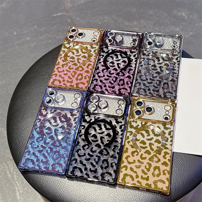 【スクエアシリーズ】レオパード ヒョウ柄 グリッター スマホケース｜iPhone対応 #251216