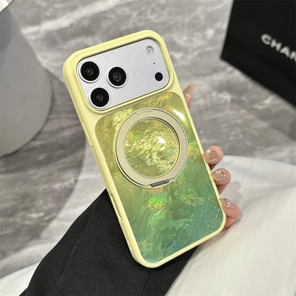 オーロラ 回転リングスタンド付き Magnet内蔵 クリア iPhoneケース｜きらめき・上品 #260062