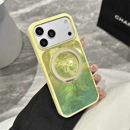オーロラ 回転リングスタンド付き Magnet内蔵 クリア iPhoneケース｜きらめき・上品 #260062