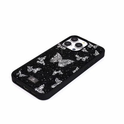 【キラキラビジューシリーズ】バタフライ モチーフ ビジュー グリッター デコ スマホケース｜iPhone対応 #260115