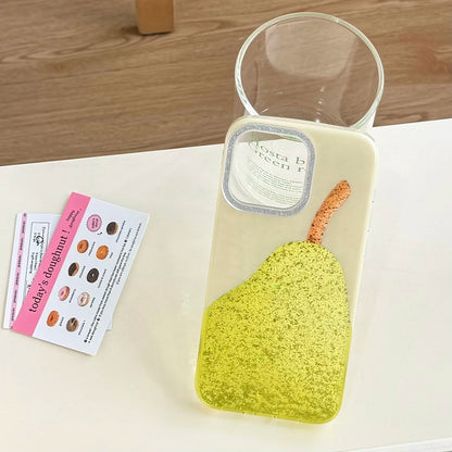 【フルーツシリーズ】キラキララメ 梨デザイン スマホケース｜iPhone対応 #250829