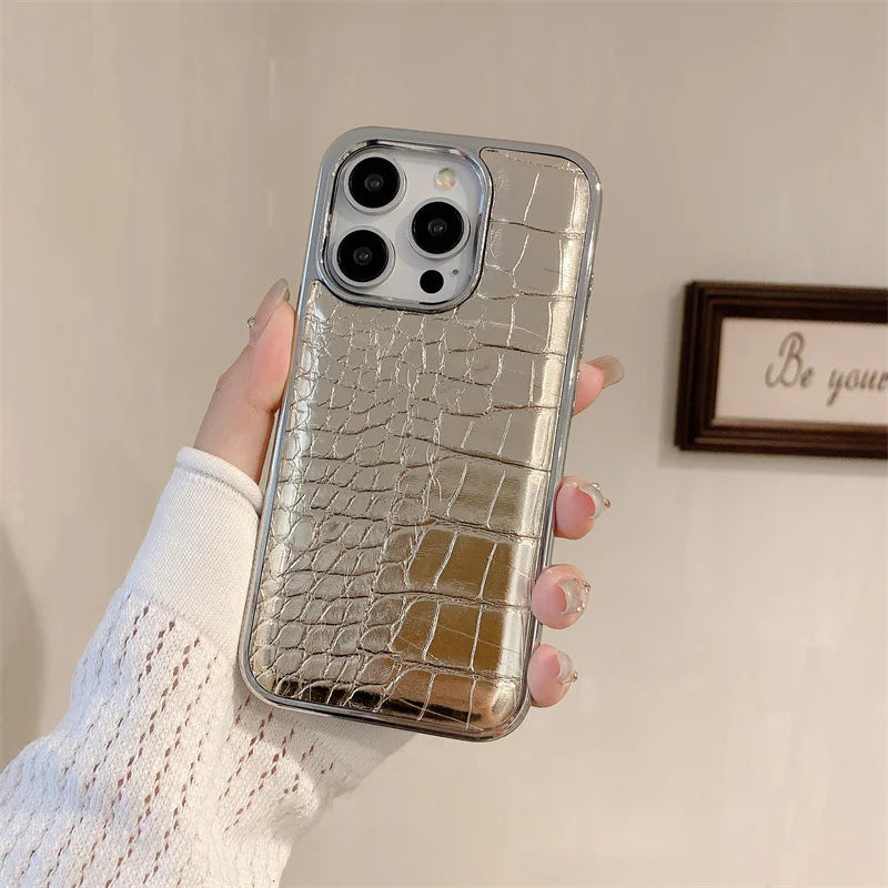 【クロコダイルシリーズ】光沢エナメル調 クロコ型押し スマホケース｜iPhone対応 #250916