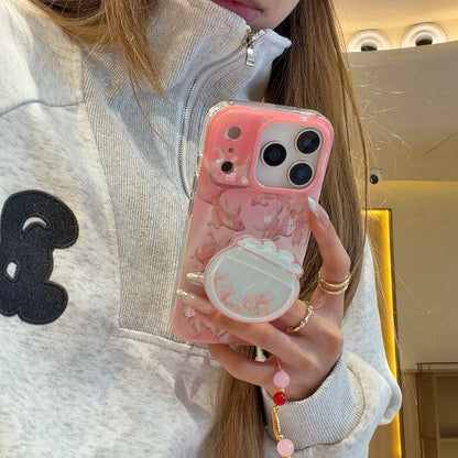 開運 鯉模様 金魚鉢 グリップ付き iPhoneケース｜クリアデザイン #240516