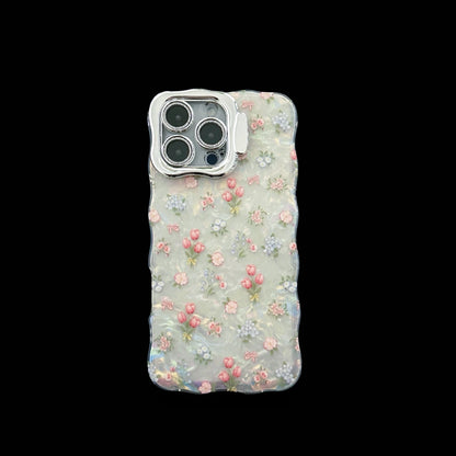 【フローラルミルキーシェル】フラワー×パール調デザイン スマホケース｜iPhone対応 #250704