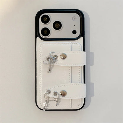 ベルト・キーチャームデザイン iPhoneケース 全4色 トレンド・ガーリー・フェミニン  #261147