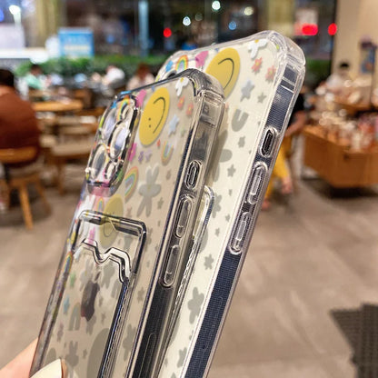 【ニコちゃんシリーズ】カラフルスマイル カード収納付き ソフトiPhoneケース #260228